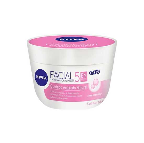 Imagen de Crema facial Nivea 5 en 1 cuidado aclarado natural 375ml