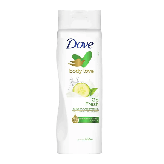 Imagen de Crema corporal para todo tipo de piel fragancia de pepino y té verde Dove Body Love Go Fresh 400ml