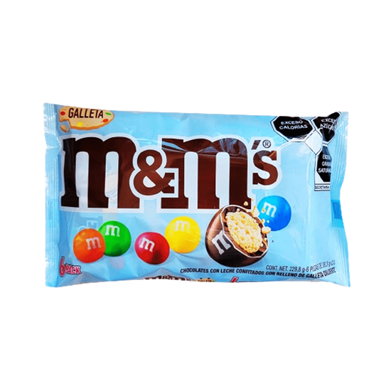 Imagen de Chocolates con leche confitados con relleno de galleta crujiente M&M's 6 pzas de 38.3g c/u (229.8g)
