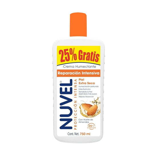 Imagen de Crema corporal humectante con aceite de almendras para piel extra seca Nuvel Protección Intensa Reparación Intensiva 750ml