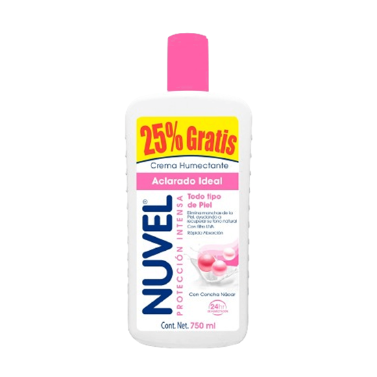 Imagen de Crema corporal humectante con concha nácar para todo tipo de piel Nuvel Protección Intensa Aclarado Ideal 750ml