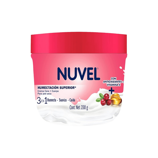 Imagen de Crema 3 en 1 cara y cuerpo para piel seca con antioxidantes y vitamina E Nuvel Humectación Superior 230g