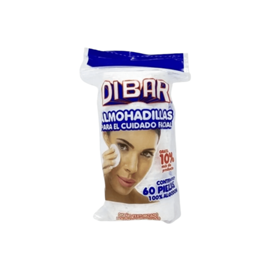 Imagen de Almohadillas faciales redondas de algodón Dibar 60 pzas