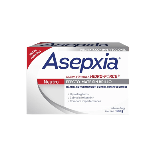 Imagen de Jabón en barra para piel mixta con imperfecciones Neutro Efecto mate sin brillo Asepxia 100g