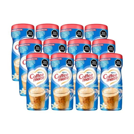 Imagen de Sustituto de crema en polvo para café sabor vainilla Nestlé Coffee Mate caja con 12 pzas de 400g c/u