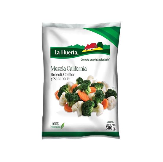 Imagen de Mezcla California de vegetales (brócoli, coliflor y zanahoria) congelados La Huerta 500g