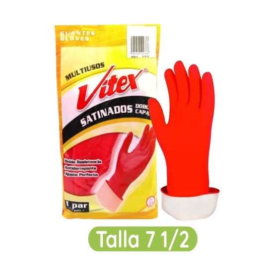 Imagen de Guantes multiusos antiderrapantes talla 7 1/2 Vitex Satinados Doble Capa 1 par