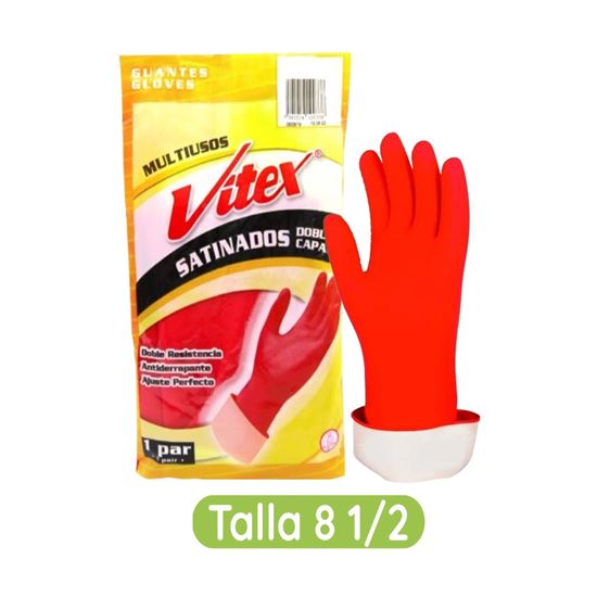 Imagen de Guantes multiusos antiderrapantes talla 8 1/2 Vitex Satinados Doble Capa 1 par