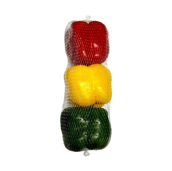 Imagen de Semáforo de pimiento morrón (verde, amarillo y rojo) en malla 3 pzas