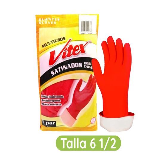 Imagen de Guantes multiusos antiderrapantes talla 6 1/2 Vitex Satinados Doble Capa 1 par