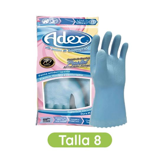 Imagen de Guantes de limpieza de látex talla 7 Adex Pastel Aplicaciones Múltiples 1 par