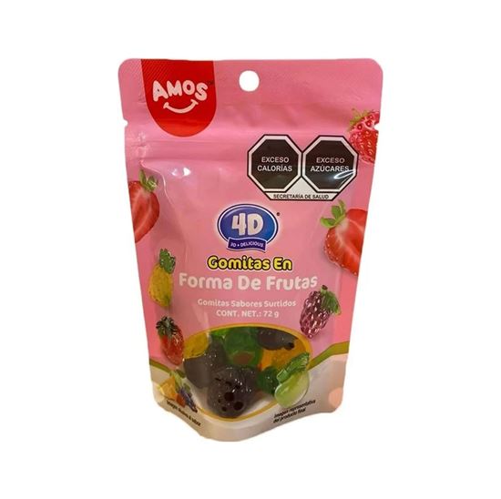 Imagen de Gomitas sabores surtidos Amos 4D Frutas 72g