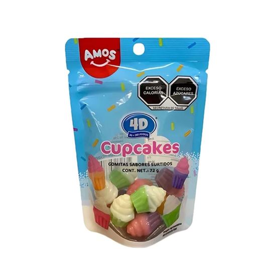 Imagen de Gomitas sabores surtidos Amos 4D Cupcakes 72g