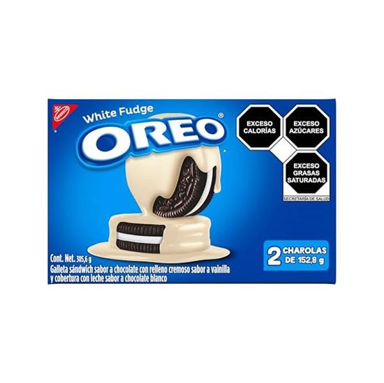 Imagen de Galletas Oreo white fudge caja con 2 charolas de 152.8g c/u (305.6g)
