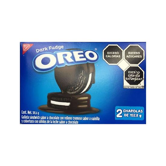 Imagen de Galletas Oreo dark fudge caja con 2 charolas de 152.8g c/u (305.6g)