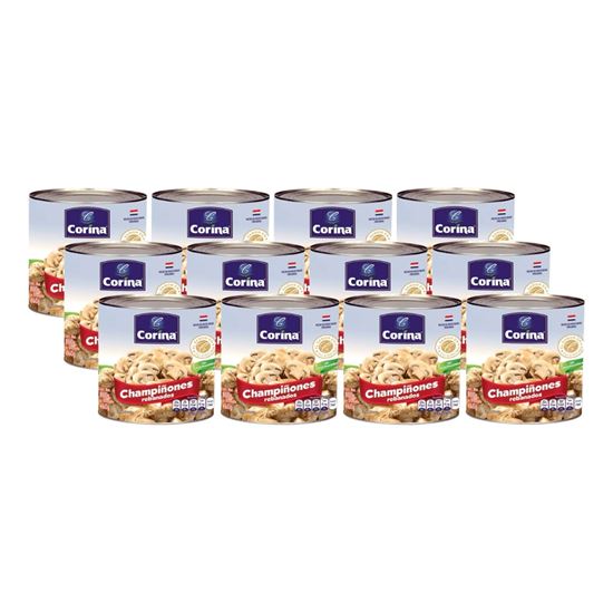 Imagen de Champiñones rebanados Corina caja con 12 latas de 800g c/u