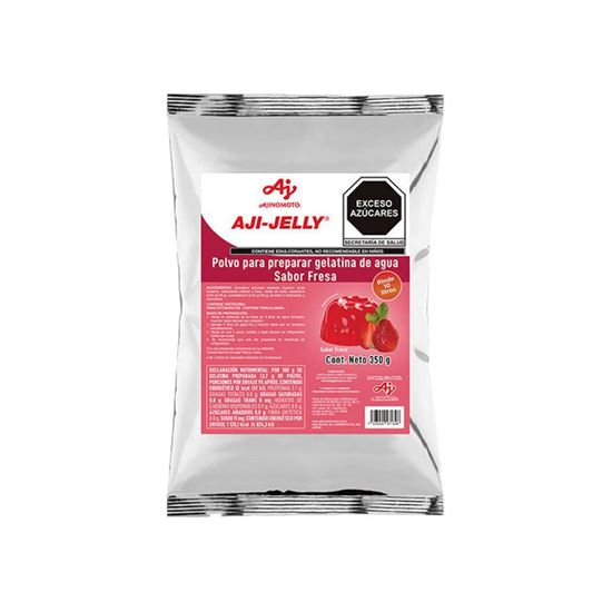 Imagen de Polvo para preparar gelatina de agua sabor fresa Ajinomoto Aji-Jelly 350g (rinde 10L)