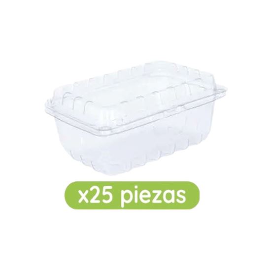 Imagen de Domo desechable transparente rectangular mediano libra paquete con 25 pzas