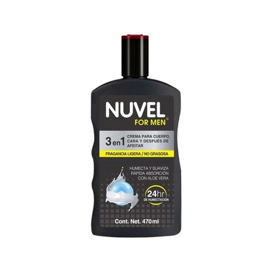 Imagen de Crema para hombre para cuerpo, cara y después de afeitar Nuvel For Men 3 en 1 470ml