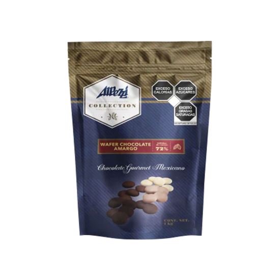 Imagen de Wafers/botones de chocolate gourmet mexicano amargo 72% cacao Alpezzi Collection 900g