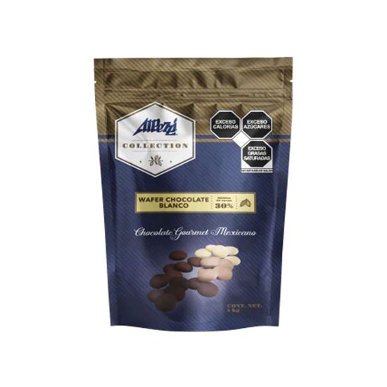 Imagen de Wafers/botones de chocolate gourmet mexicano blanco 30% cacao Alpezzi Collection 900g
