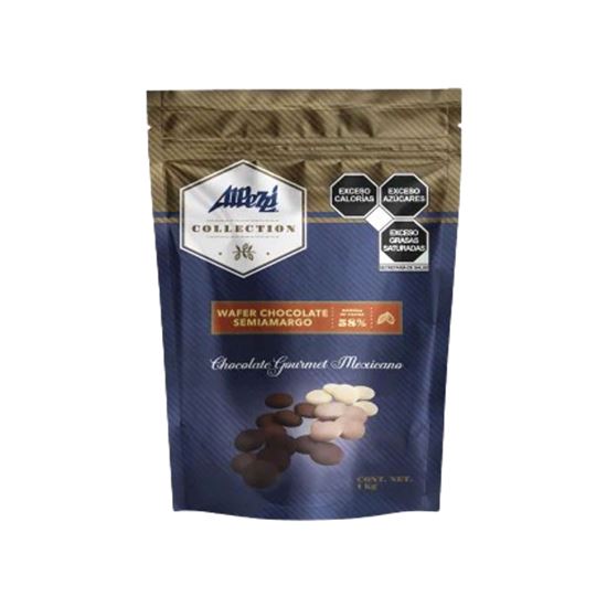 Imagen de Wafers/botones de chocolate gourmet mexicano semiamargo 58% cacao Alpezzi Collection 900g