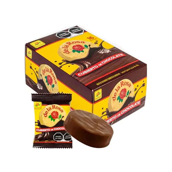 Imagen de Mazapán cubierto de chocolate de la Rosa 16 pzas de 22g c/u (352g)