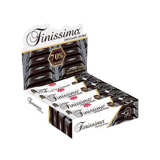 Imagen de Chocolate oscuro 70% cacao Bremen Finissimo 16 pzas de 20g c/u (320g)