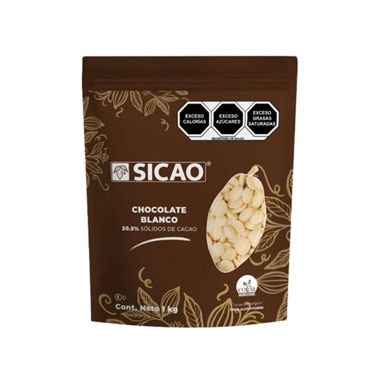 Imagen de Wafers/botones de chocolate blanco 30.5% cacao Sicao 1kg
