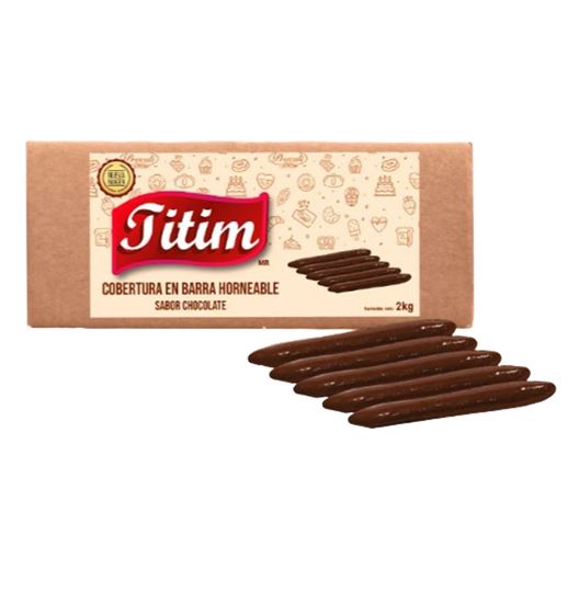 Imagen de Cobertura en barra horneable sabor chocolate semiamargo para panadería Titim 2kg