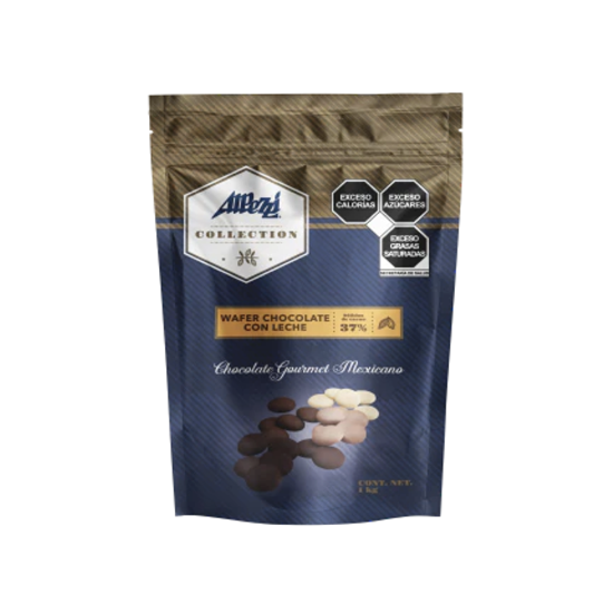 Imagen de Wafers/botones de chocolate gourmet mexicano con leche 37% cacao Alpezzi Collection 900g