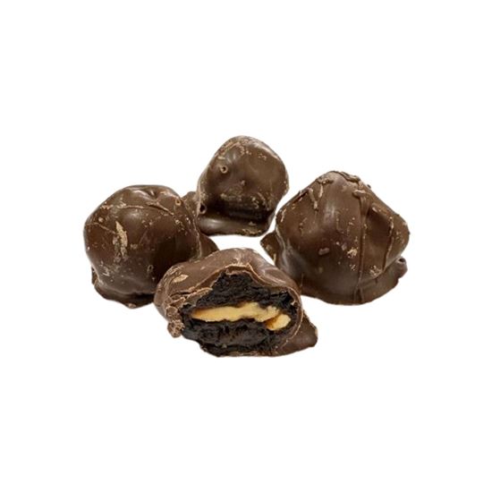 Imagen de Ciruela pasa rellena de nuez pecana cubierta con chocolate bote con 500g