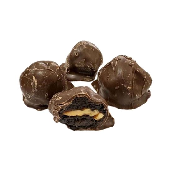 Imagen de Ciruela pasa rellena de nuez pecana cubierta con chocolate bote con 1 kg