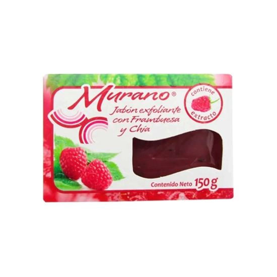 Imagen de Jabón de tocador natural exfoliante con frambuesa y chía Murano 150g