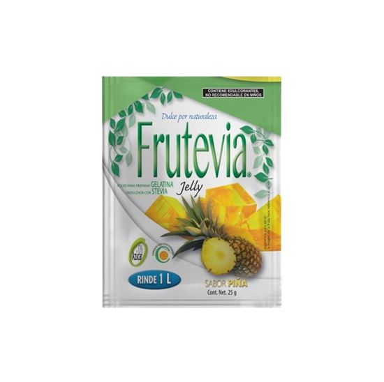 Imagen de Polvo para gelatina sabor piña sin azúcar endulzada con stevia Frutevia Jelly 25g