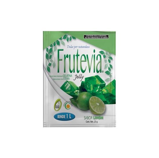 Imagen de Polvo para gelatina sabor limón sin azúcar endulzada con stevia Frutevia Jelly 25g