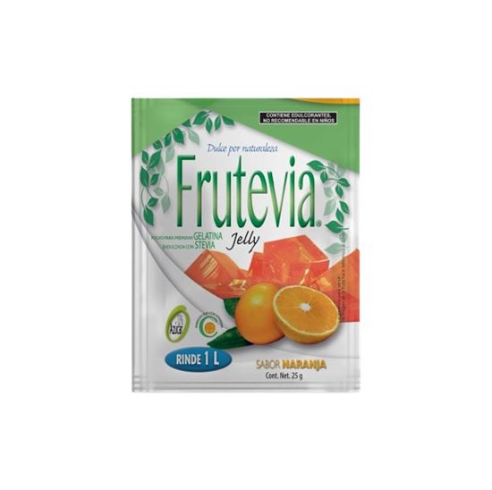 Imagen de Polvo para gelatina sabor naranja sin azúcar endulzada con stevia Frutevia Jelly 25g