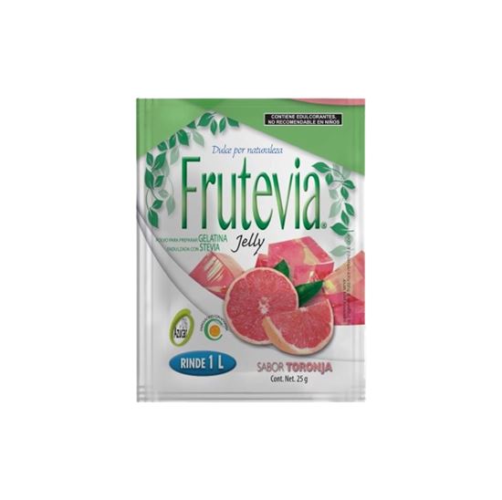 Imagen de Polvo para gelatina sabor toronja sin azúcar endulzada con stevia Frutevia Jelly 25g