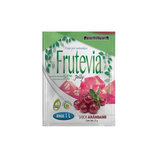 Imagen de Polvo para gelatina sabor arándano sin azúcar endulzada con stevia Frutevia Jelly 25g