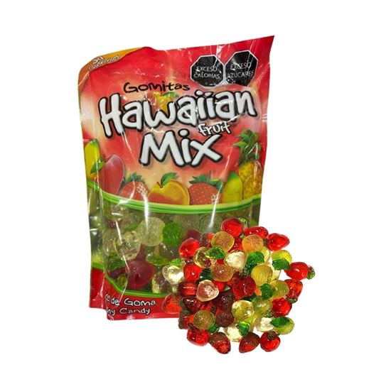 Imagen de Gomitas en forma de piña, manzana, fresa y durazno Hawaiian Fruit Mix 3'D Gummy Candy 1kg