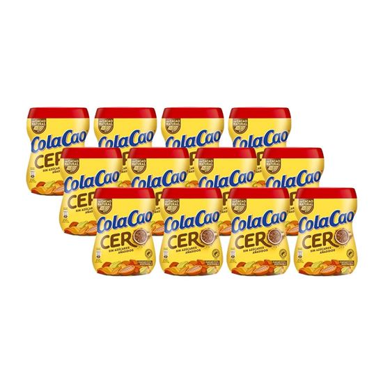 Imagen de Chocolate en polvo instantáneo para preparar bebida ColaCao 0% azúcares añadidos caja con 12 pzas de 300g c/u (3.6kg)