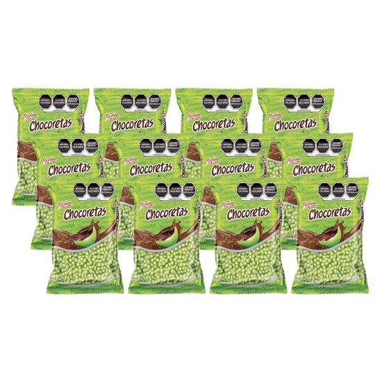 Imagen de Dulce confitado sabor menta y chocolate Ricolino Chocoretas caja con 12 pzas de 500g c/u (6 kg)