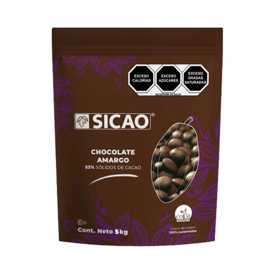 Imagen de Wafers/botones de chocolate semiamargo 52% cacao Sicao 5kg