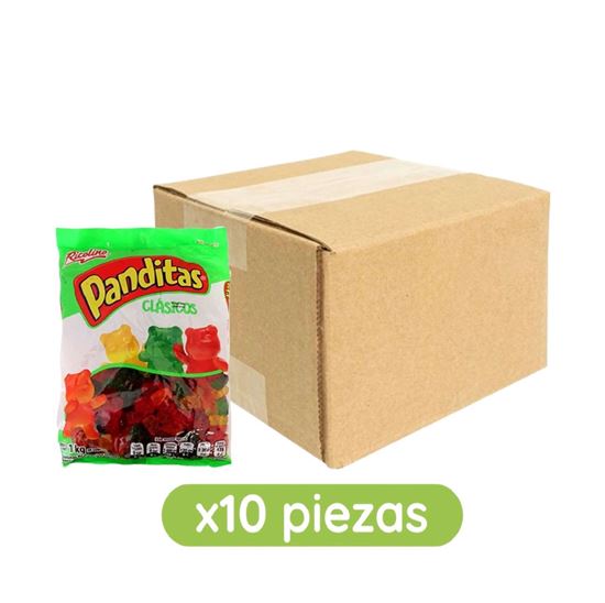 Imagen de Gomitas Ricolino Panditas Clásicos caja con 10 bolsas de 1kg c/u (10kg)