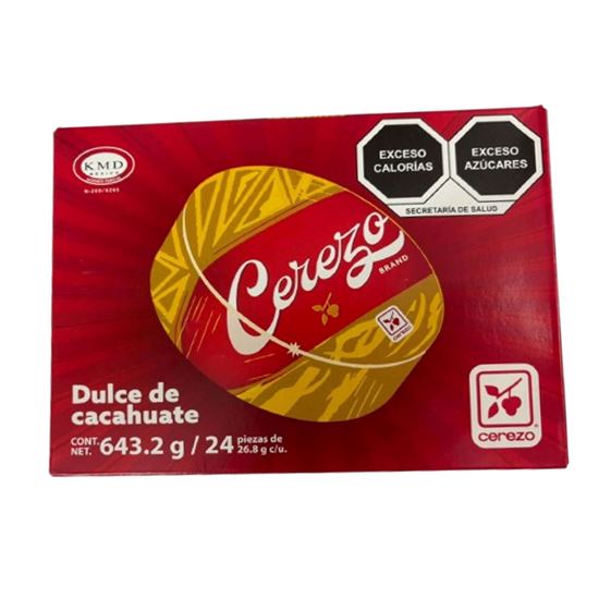 Imagen de Dulce de cacahuate mazapán Cerezo 24 pzas de 26.8g c/u (643.2g)