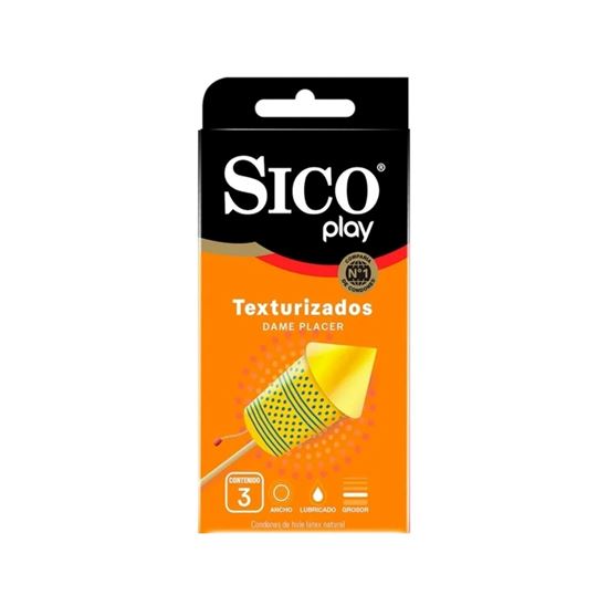 Imagen de Condones de látex lubricados y texturizados Sico Play Dame Placer 3 pzas
