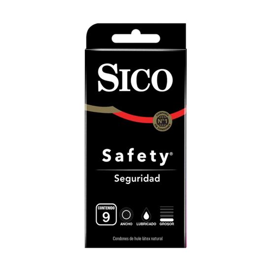 Imagen de Condones de látex lubricados Sico Safety Seguridad 9 pzas