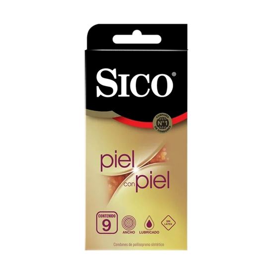 Imagen de Condones de poliisopreno sin látex lubricados Sico Piel con Piel 9 pzas