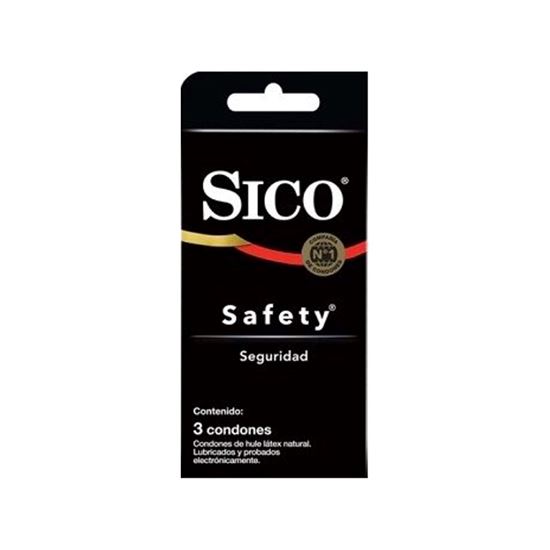 Imagen de Condones de látex lubricados Sico Safety Seguridad 3 pzas