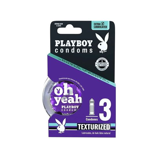 Imagen de Condones de látex lubricados y texturizados Playboy Condoms Texturized 3 pzas
